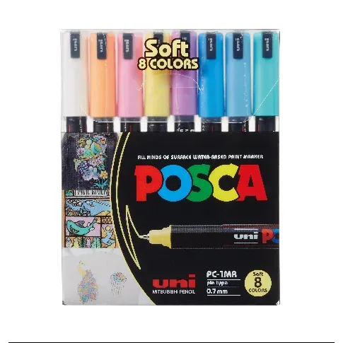 Bilde av best pris Posca - PC1MR - Extra Fine Tip Pen - Soft Colors, 8 pc - Leker