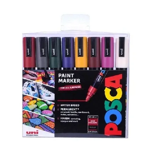 Bilde av best pris Posca - PC5M - Medium Tip Pen - Deep colors, 8 pc - Leker