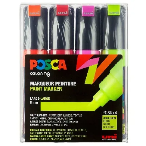 Bilde av best pris Posca - PC8K - Broad Tip Pen - Neon colors, 4 pc - Leker