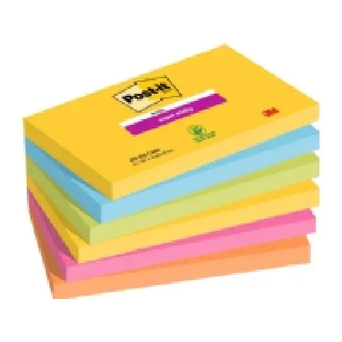Bilde av best pris Post-it Super Sticky Notes 76mmx127mm 90ark/blk 6blk/pak Carnival farvekollektion Papir & Emballasje - Blokker & Post-It - Legg det ut