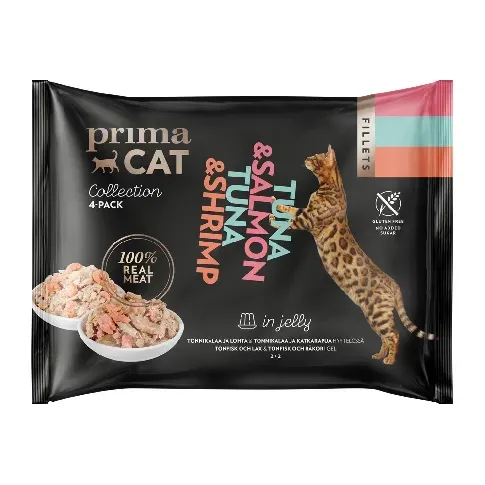 Bilde av best pris PrimaCat Tuna & Shrimp / Tuna & Salmon in Jelly (4x50 g) Katt - Kattemat - Våtfôr