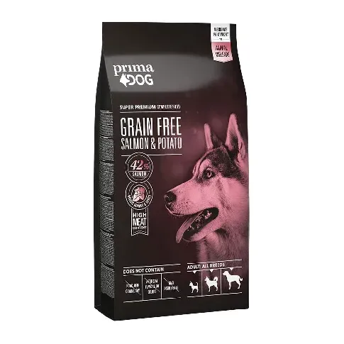 Bilde av best pris PrimaDog Adult All Breeds Sensitive Grain Free Salmon & Potato (10 kg) Hund - Hundemat - Spesialfôr - Hundefôr til følsom hud