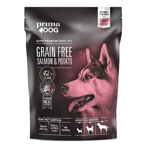 Bilde av best pris PrimaDog Adult All Breeds Sensitive Grain Free Salmon & Potato (1,5 kg) Hund - Hundemat - Spesialfôr - Hundefôr til følsom hud