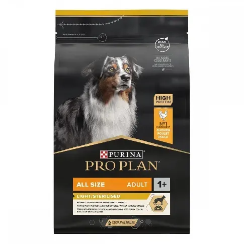 Bilde av best pris Purina Pro Plan Dog Adult All Sizes Light/Sterilised (3 kg) Hund - Hundemat - Spesialfôr - Diettfôr til hund