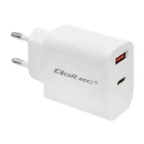 Bilde av best pris Qoltec Mains charger - Strømadapter - 18 watt - 3 A - PD, QC 3.0 (USB, 24 pin USB-C) - hvit Tele & GPS - Batteri & Ladere - Ladere