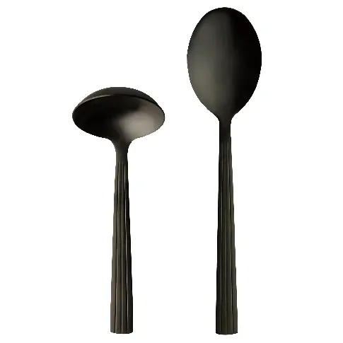 Bilde av best pris RAW - 2 pcs - Cutlery set gravy/potato spoon giftbox - Matte black (14638) - Hjemme og kjøkken
