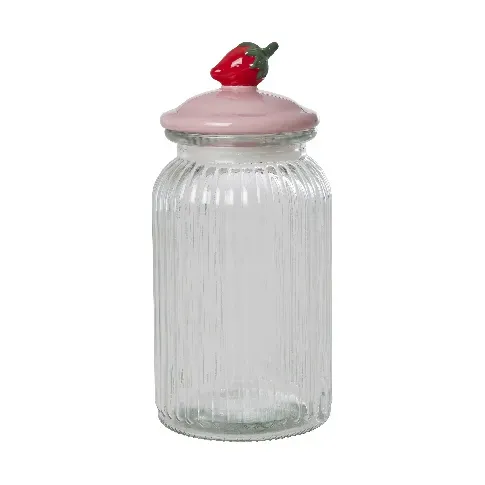Bilde av best pris Rice - Glass Jar w. Lid Large Strawberry - Hjemme og kjøkken