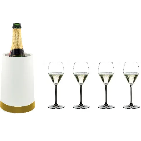 Bilde av best pris Riedel Summer Set Prosecco glass med vinkjøler, hvit/gull Champagneglass