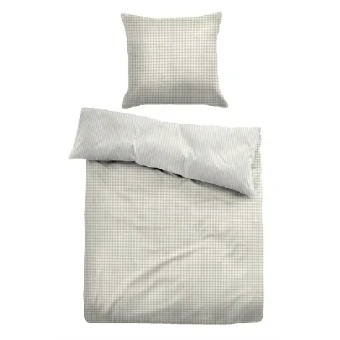 Bilde av best pris Rutet sengetøy 140x200 cm - Stripete sengetøy i 100% bomull - Beige - Vendbar design - Tom Tailor Sengetøy ,  Enkelt sengetøy , Enkelt sengetøy 140x200 cm