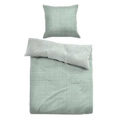 Bilde av best pris Rutet sengetøy 140x200 cm - Stripete sengetøy i 100% bomull - Grønn - Vendbar design - Tom Tailor Sengetøy ,  Enkelt sengetøy , Enkelt sengetøy 140x200 cm