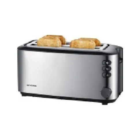 Bilde av best pris SEVERIN AT 2509 - Brødrister - 4 skive - 2 Spor - børstet rustfritt stål / svart Kjøkkenapparater - Brød og toast - Brødristere