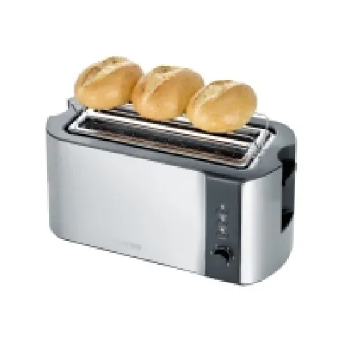 Bilde av best pris SEVERIN AT 2590 - Brødrister - 4 skive - 2 Spor - børstet rustfritt stål / svart Kjøkkenapparater - Brød og toast - Brødristere