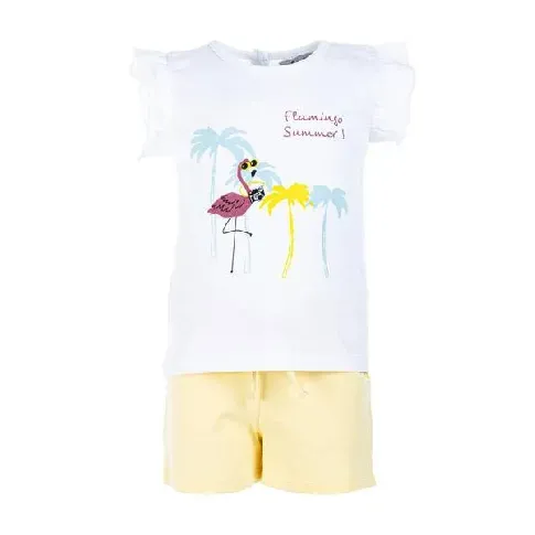 Bilde av best pris Salto Flamingo Shorts Sett Hvit - Gul - Babyklær