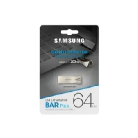 Bilde av best pris Samsung BAR Plus MUF-64BE3 - USB-flashstasjon - 64 GB - USB 3.1 Gen 1 - sjampanjesølv PC-Komponenter - Harddisk og lagring - USB-lagring
