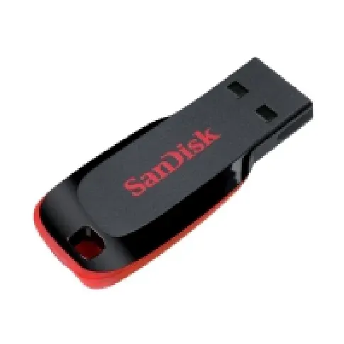 Bilde av best pris SanDisk Cruzer Blade - USB-flashstasjon - 32 GB - USB 2.0 - rød, glattsvart PC-Komponenter - Harddisk og lagring - USB-lagring