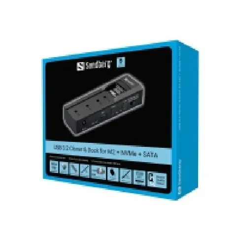 Bilde av best pris Sandberg - HDD / SSD-dokkestasjon - klonefunksjon - brønner: 2 - 2,5 / 3,5 delt - M.2 NVMe Card / SATA 6Gb/s - USB-C 3.2 (Gen 2) PC-Komponenter - Harddisk og lagring - Skap og docking
