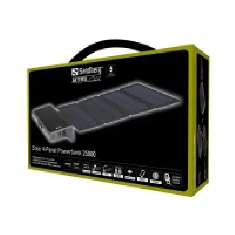 Bilde av best pris Sandberg Solar 4-Panel Powerbank 25000 - Solenergibank - Li-pol - 25000 mAh - 92.5 Wh - 18 watt - 3 A (2 x USB, 24 pin USB-C) - på kabel: Micro-USB, USB-C Tele & GPS - Batteri & Ladere - Kraftbanker