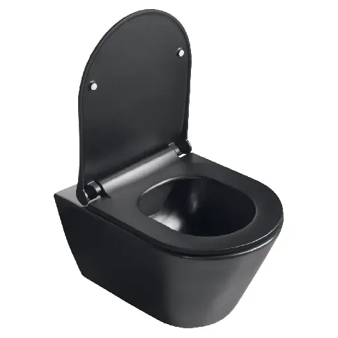 Bilde av best pris Sanipro Aquaform Rimless Vegghengt Toalett - Inkl. Soft-close Sete Svart Matt Vegghengt toalett