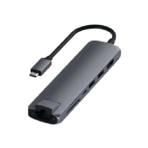 Bilde av best pris Satechi USB-C Slim Multi-Port with Ethernet Adapter - Dokkingstasjon - USB-C - HDMI - 1GbE PC & Nettbrett - Bærbar tilbehør - Portreplikator og dokking