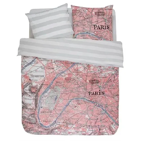 Bilde av best pris Sengetøy - 140x200 cm - Paris Citymap - 2 i 1 design - 100% bomull - Covers &amp; Co Sengetøy ,  Enkelt sengetøy , Enkelt sengetøy 140x200 cm