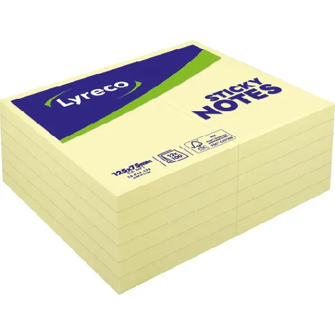 Bilde av best pris Sticky Notes Lyreco, gul, 75 x 125 mm, 12 stk. Backuptype - Værktøj