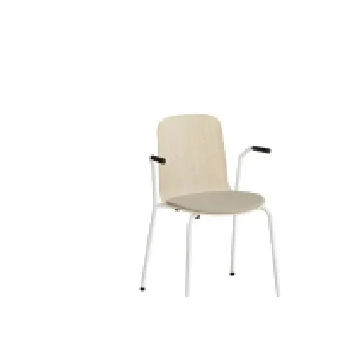 Bilde av best pris Stol Add 5901 hvidpigmenteret eg, polstret sæde i beige tekstil, hvidt stel Barn & Bolig - Møbler - Stoler