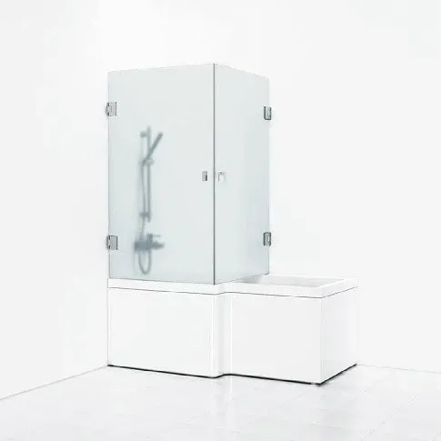 Bilde av best pris Svedbergs 180° Dusjhjørne for Badekar Krom / 83x83cm Krystall Frostet Glass Badekarvegg