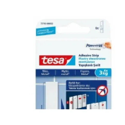 Bilde av best pris Tesa Self-adhesive mounting strips for tiles and metal up to 3kg 6 pcs. (H7776102) Kontorartikler - Kontortilbehør - Annet