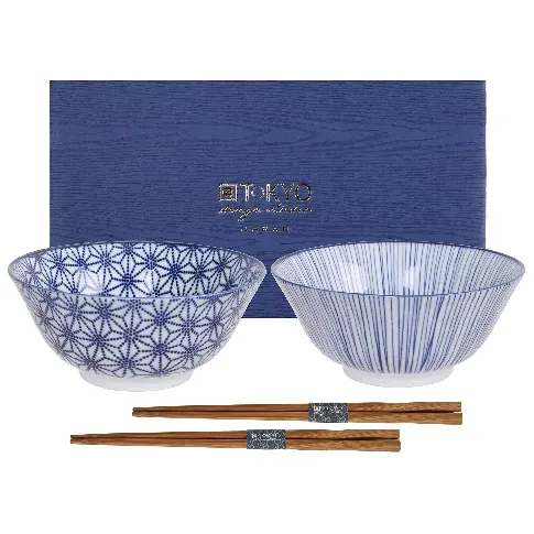 Bilde av best pris Tokyo Design Studio Nippon Blue skålsett med spisepinner Skålsett
