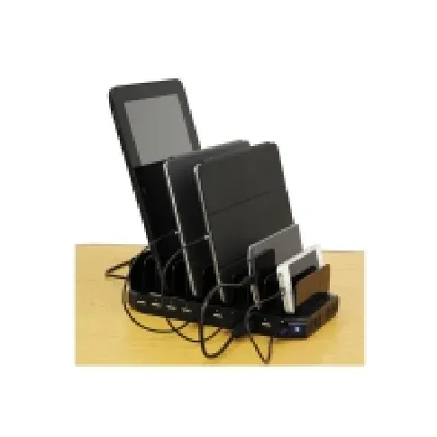 Bilde av best pris Tripp Lite 10-Port USB Charging Station with Adjustable Storage, 12V 8A (96W) USB Charger Output, Schuko Power Cord - Strømadapter - 96 watt - 8 A - 10 utgangskontakter (10 x 4-pins USB-type A) - svart Tele & GPS - Batteri & Ladere - Ladere