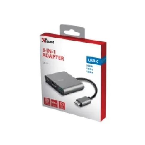 Bilde av best pris Trust Dalyx, USB 3.2 Gen 1 (3.1 Gen 1) Type-C, Aluminium, Black, HDMI, USB 3.2 Gen 1 (3.1 Gen 1) Type-A, USB 3.2 Gen 1 (3.1 Gen 1) Type-C, Aluminium, 5A, 100W PC & Nettbrett - Bærbar tilbehør - Portreplikator og dokking