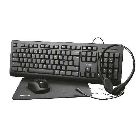 Bilde av best pris Trust - Primo tastatur og mus 4-i-1 hjemmekontorsett, svart (nordisk) - Datamaskiner