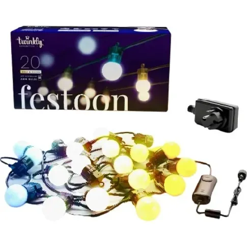 Bilde av best pris Twinkly Festoon utendørs lyslenke, hvitt lys, 10 meter Lamper &amp; el > Lamper &amp; spotter