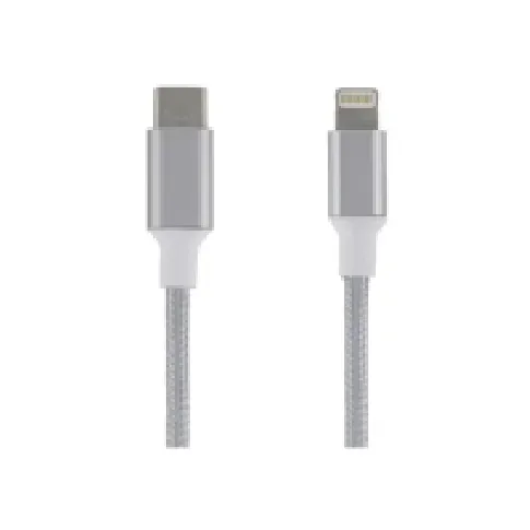Bilde av best pris USB-C Lightning-kabel, 2m, flettet, sølv EPZI / USBC-1314 PC tilbehør - Kabler og adaptere - Datakabler