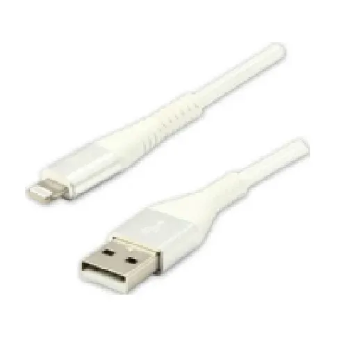 Bilde av best pris USB cable USB cable (2.0), USB A M - Apple Lightning C89 M, 2m, MFi certificate, 5V/2.4A, white, Logo, box, nylon braid, aluminum cover PC tilbehør - Kabler og adaptere - Datakabler