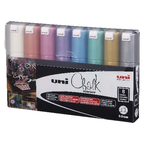 Bilde av best pris Uni - Chalkmarker 8M - Metallic colors, 8 pc - Leker
