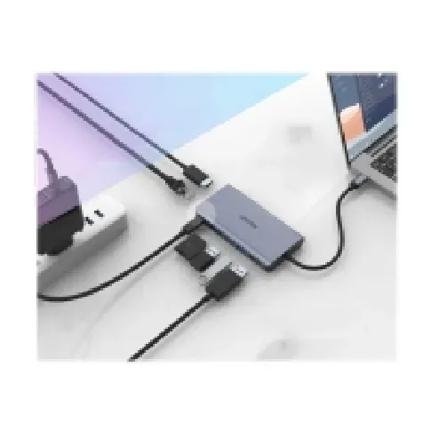 Bilde av best pris Unitek uHUB S7+ 7-in-1 USB-C Ethernet Hub with MST Dual Monitor, 100W Power Delivery and Card Reader - Dokkingstasjon - USB-C - HDMI, DP - 1GbE PC & Nettbrett - Bærbar tilbehør - Portreplikator og dokking