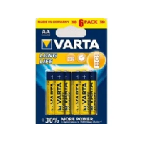 Bilde av best pris Varta 4106, Engangsbatteri, AA, Alkalinsk, 1,5 V, 6 stykker, Blå, Gult PC tilbehør - Ladere og batterier - Diverse batterier