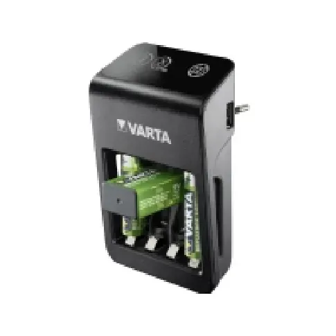Bilde av best pris Varta LCD Plug Charger+ - 4 t batterilader / strømadapter - (for 4xAA/AAA, 1x9V) 4 x AA-type - NiMH - 2100 mAh (USB) Strøm artikler - Batterier - Batterilader
