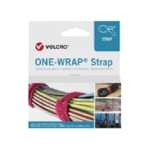 Bilde av best pris Velcro ONE-WRAP, Frigjørbart buntebånd, Polypropylen (PP), Velcro mappe, Sort, 150 mm, 20 mm, 25 stykker PC tilbehør - Kabler og adaptere - Strømkabler