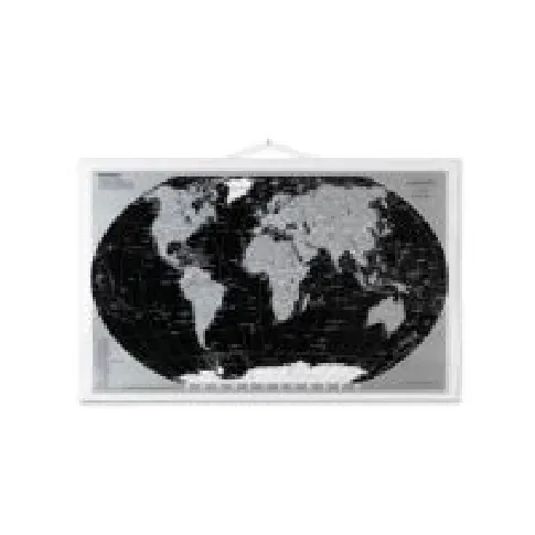 Bilde av best pris Verdenskort sort/sølv 97 x 67 cm (rullet) Papir & Emballasje - Kart & plakater - Atlas og Kart