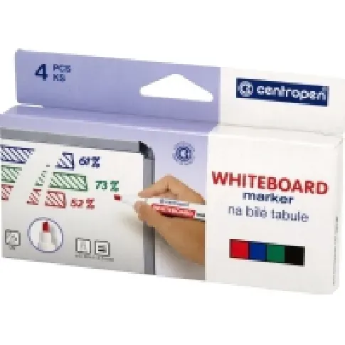 Bilde av best pris Whiteboardmarker Centropen® 8569, skrå, flere farver, pakke a 4 stk. Skriveredskaper - Markør - Whiteboardmarkør