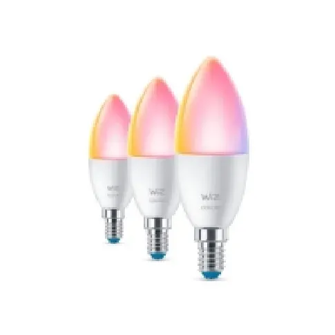Bilde av best pris WiZ - LED-lyspære - form: C37 - E14 - 4.9 W (ekvivalent 40 W) - klasse F - RGB-lys - 2200-6500 K - matt (en pakke 3) Smart hjem - Smart belysning - Smart pære - E14