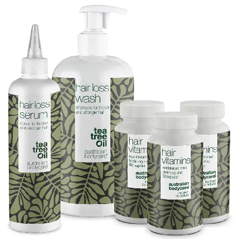 Bilde av best pris XL-pakke mot hårtap med hårvitaminer, biotin og tea tree-olje