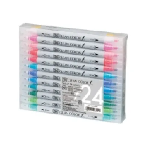 Bilde av best pris ZIG Clean Color Pen f - Sæt m. 24 farver Skriveredskaper - Markør - Metallicmarkør