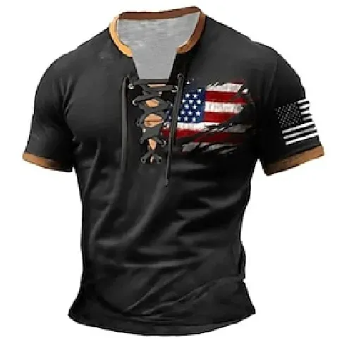Bilde av best pris american us flag patriot menn casual 3d print t-skjorte t-skjorte casual daglig gå ut t-skjorte svart kortermet krage skjorte sommerklær klær s m l xl 2xl 3xl