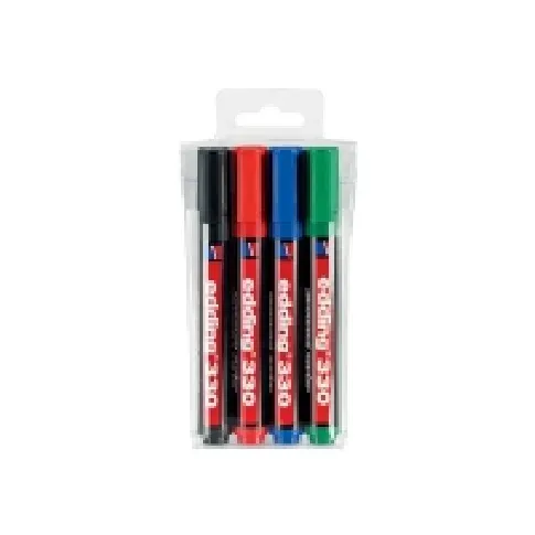 Bilde av best pris edding 330 - Markør - permanent - svart, rød, blå, grønn - 1-5 mm (en pakke 4) Skriveredskaper - Markør - Permanenttusj