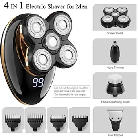 Bilde av best pris elektriske barbermaskiner for menn elektriske barbermaskiner barbermaskiner med skallet hode, oppladbar trådløs våt tørr roterende barbermaskin pleiesett med k
