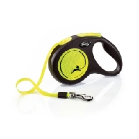 Bilde av best pris flexi New NEON bånd M, 5M, 25KG, black/neon gul Kjæledyr - Hund - Hundehalsbånd, Kobbel & Seler