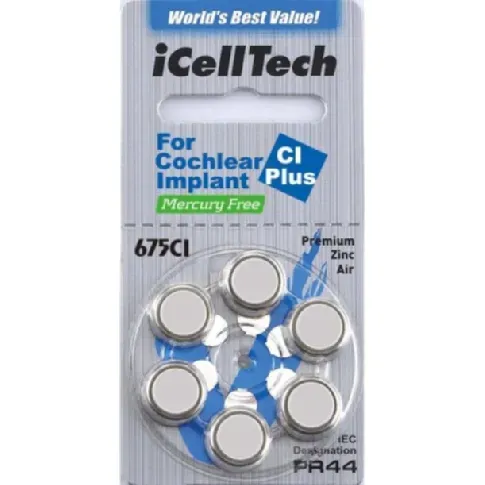 Bilde av best pris iCellTech ICellTech 675CI Plus Blå 6-pakk, for cochleaimplantat Batterier og ladere,Batterier til høreapparat